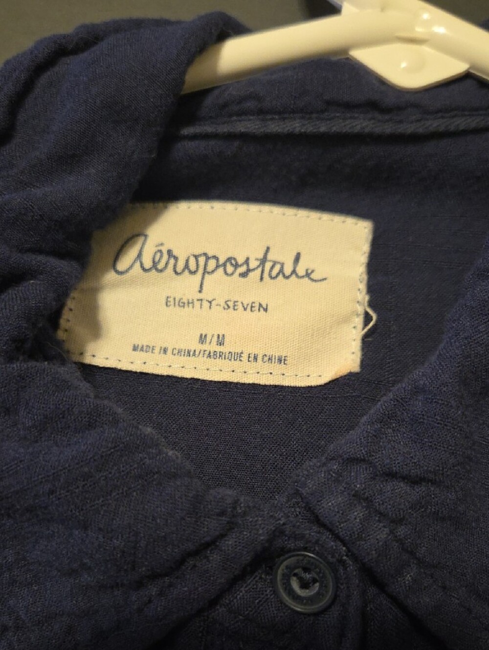 Vtg Aeropostale Womens Navy Blue Long-Sleeve Button-Down Shirt - Picture 3 of 6